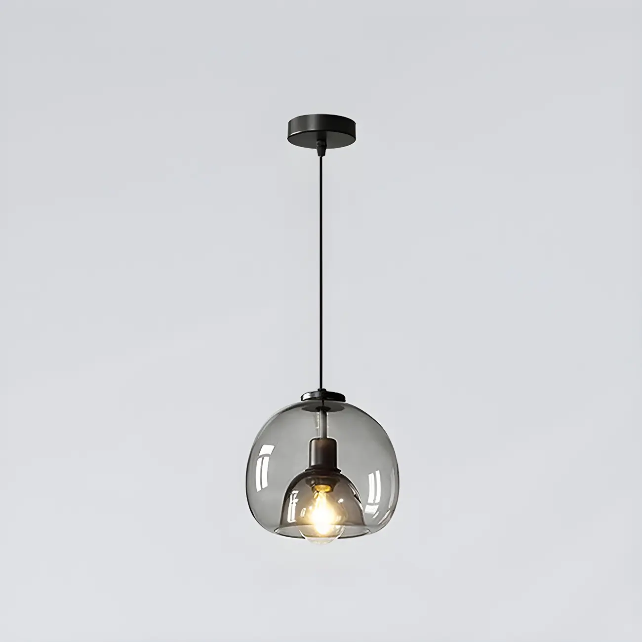 Modern Black Glass Globe Kitchen Pendant Light for Dining | homeyfad