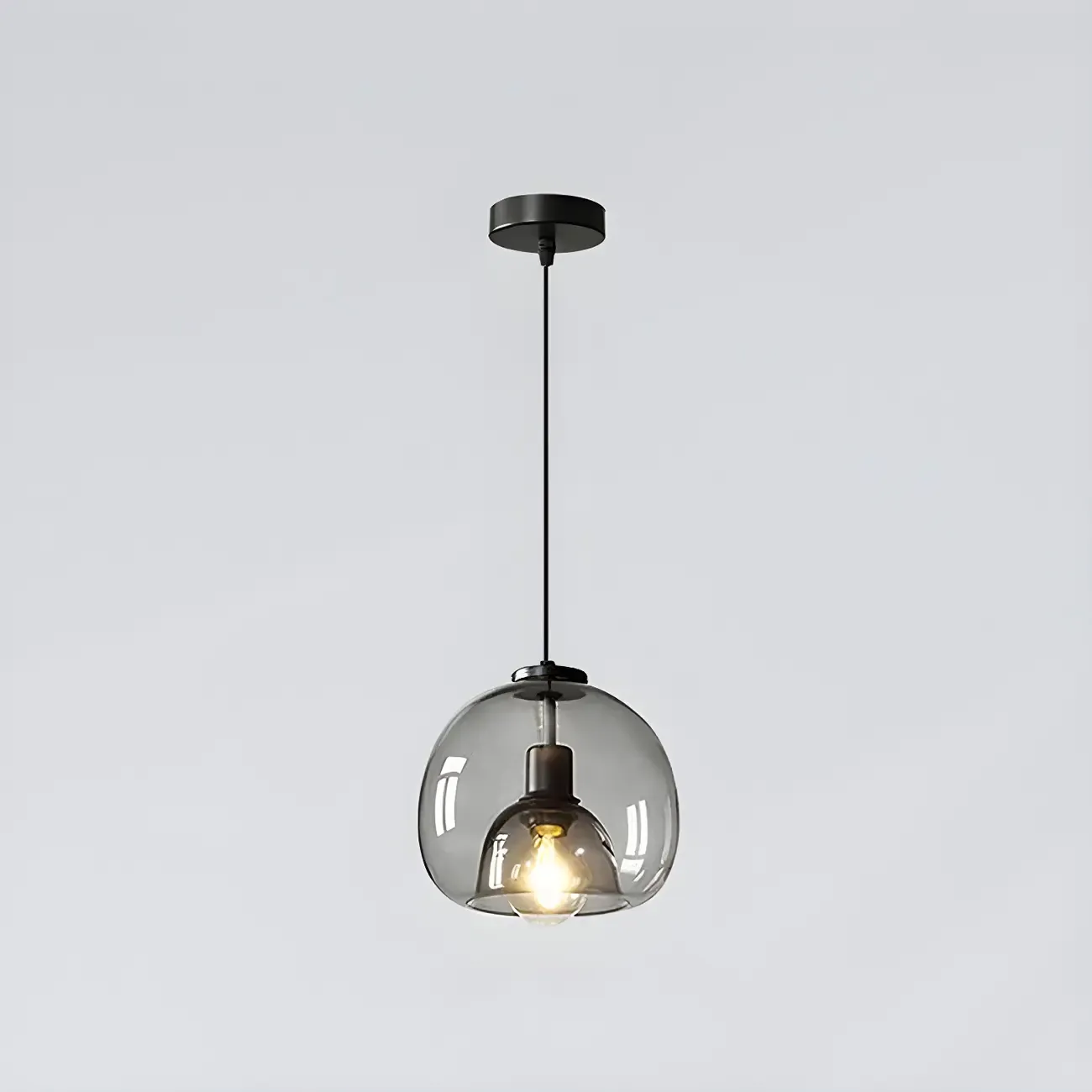 Modern Black Glass Globe Kitchen Pendant Light for Dining