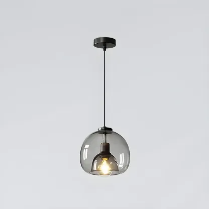 Modern Black Glass Globe Kitchen Pendant Light for Dining