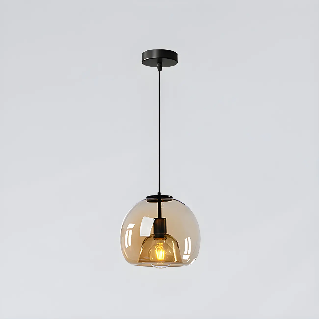 Modern Black Glass Globe Kitchen Pendant Light for Dining | homeyfad