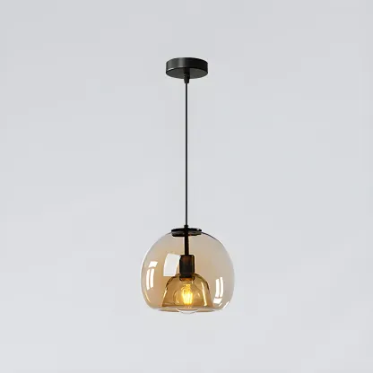 Modern Black Glass Globe Kitchen Pendant Light for Dining