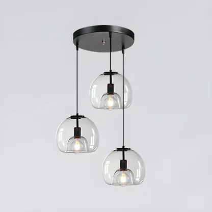 Modern Black Glass Globe Kitchen Pendant Light for Dining