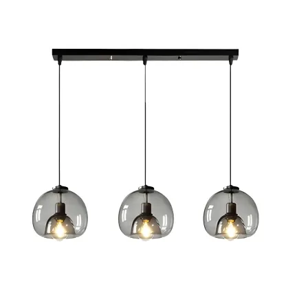 Modern Black Glass Globe Kitchen Pendant Light for Dining