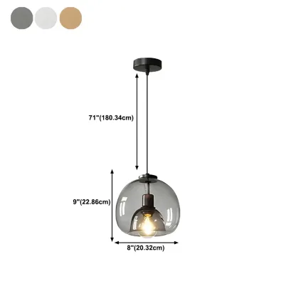 Modern Black Glass Globe Kitchen Pendant Light for Dining