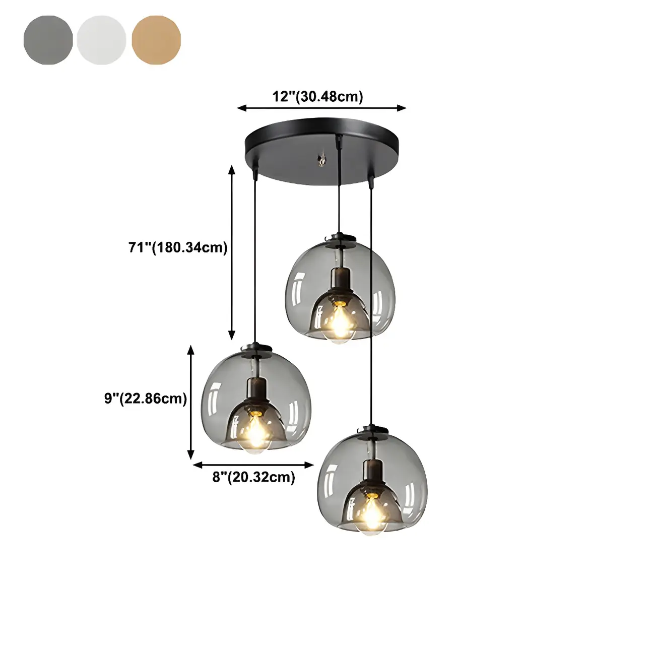 Modern Black Glass Globe Kitchen Pendant Light for Dining | homeyfad