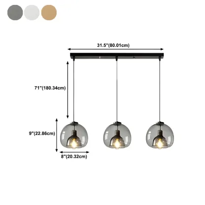 Modern Black Glass Globe Kitchen Pendant Light for Dining