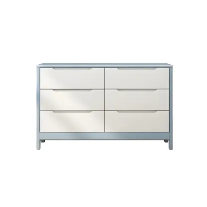Stylish Natural Rubberwood Dressers & Chests with 6-Drawers Image - 8