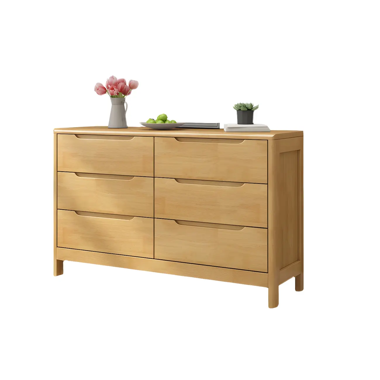 Stylish Natural Rubberwood Dressers & Chests with 6-Drawers Image - 15 | homeyfad