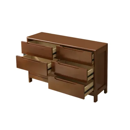 Stylish Natural Rubberwood Dressers & Chests with 6-Drawers Image - 16