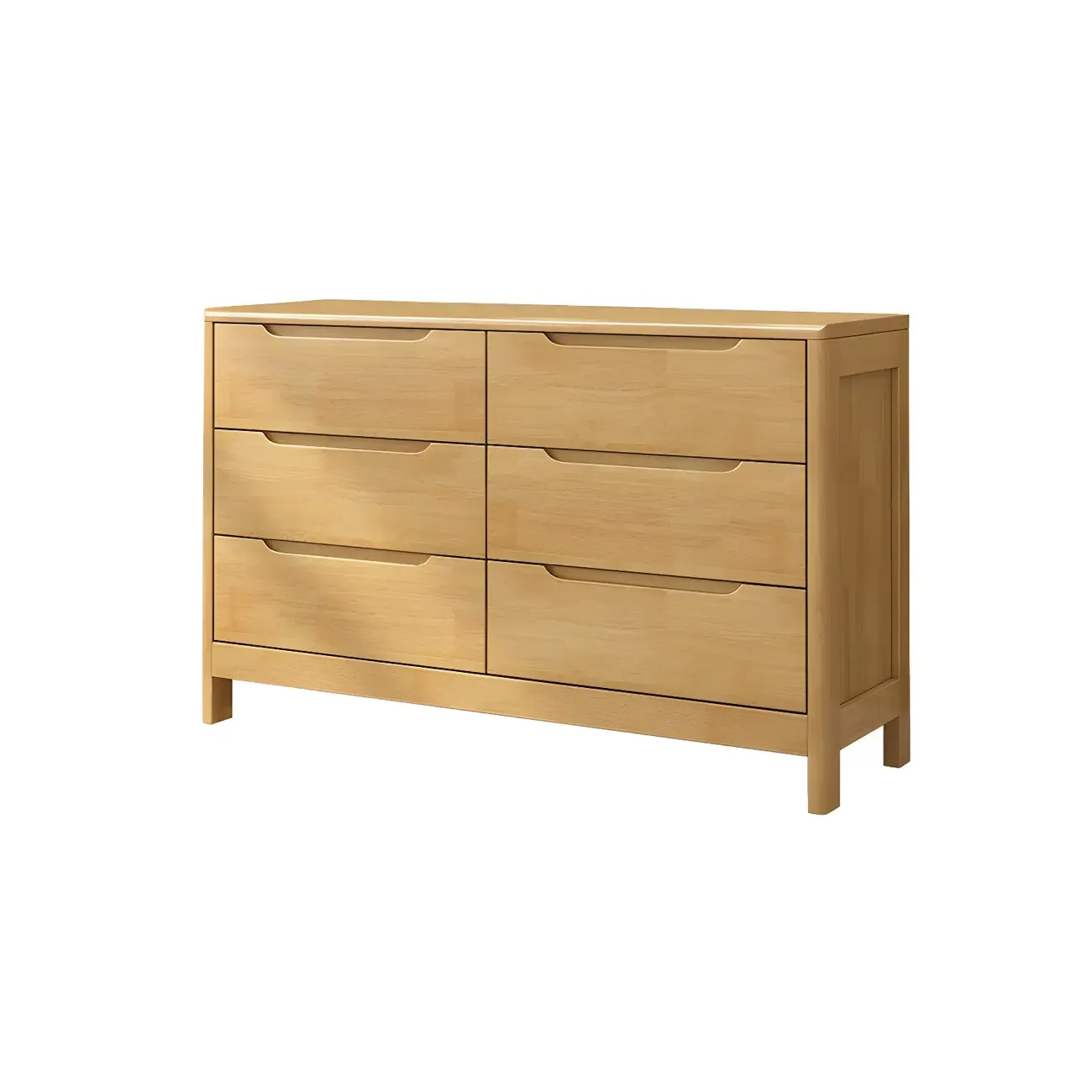 Stylish Natural Rubberwood Dressers & Chests with 6-Drawers Image - 19