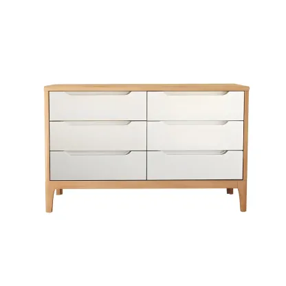 Stylish Natural Rubberwood Dressers & Chests with 6-Drawers Image - 2