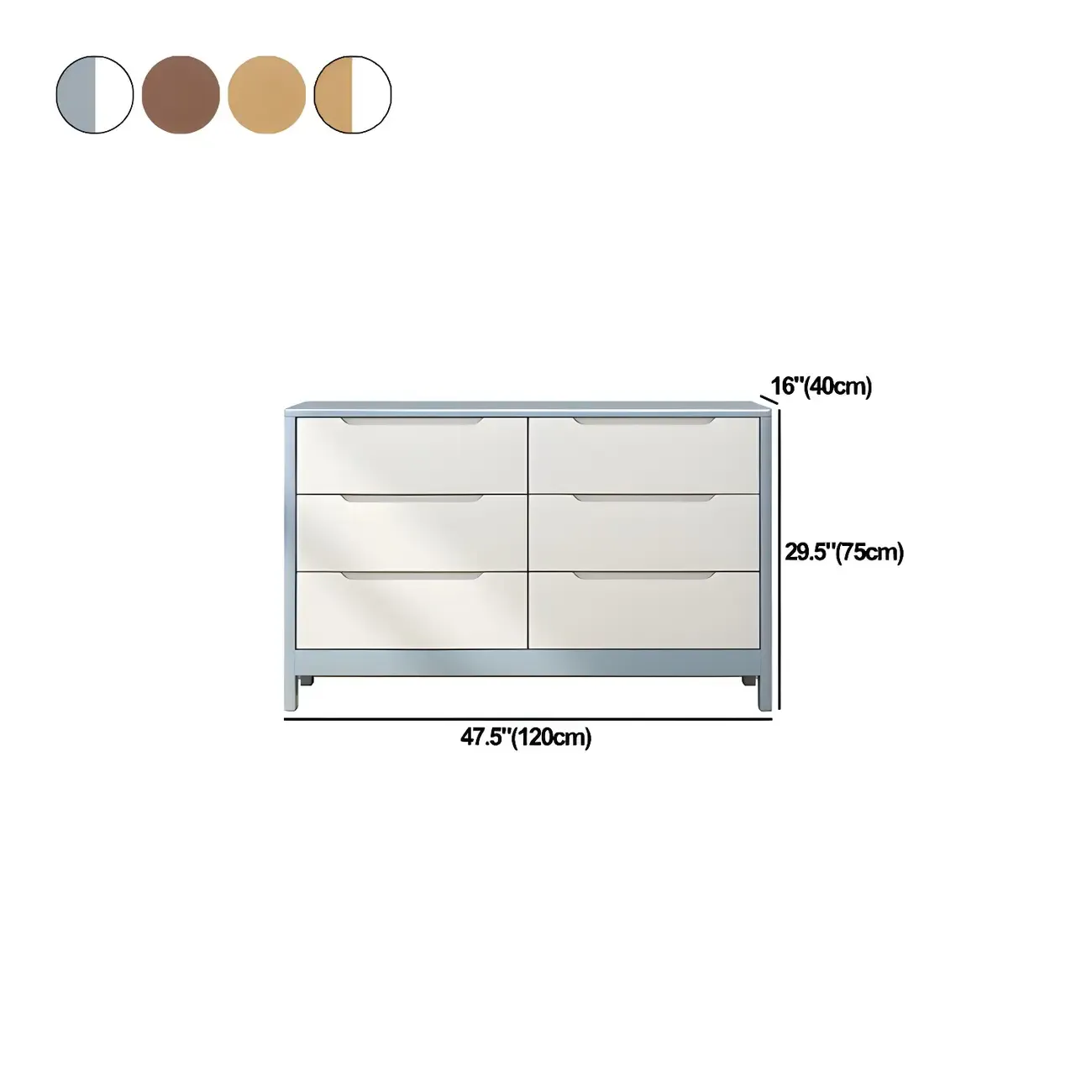 Stylish Natural Rubberwood Dressers & Chests with 6-Drawers Image - 24