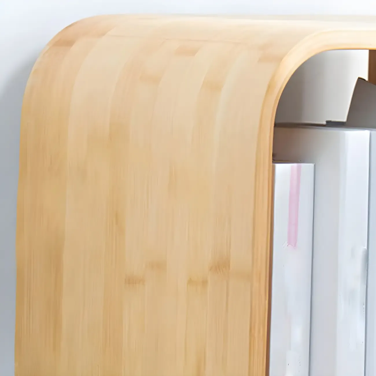 Geometric Natural Finish Bamboo Wood Vertical Bookcase Image - 10