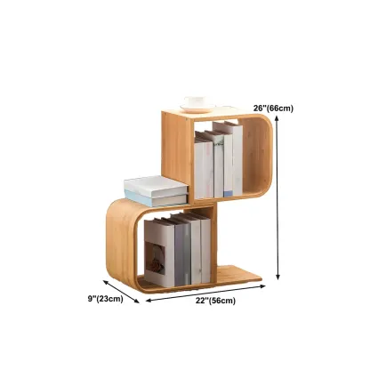 Geometric Natural Finish Bamboo Wood Vertical Bookcase #size