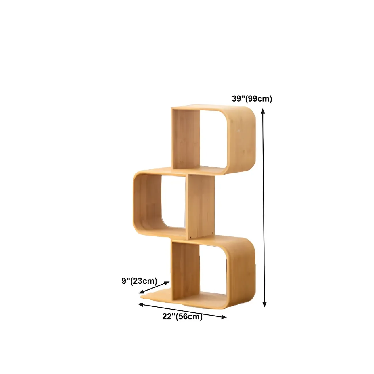 Geometric Natural Finish Bamboo Wood Vertical Bookcase Image - 15