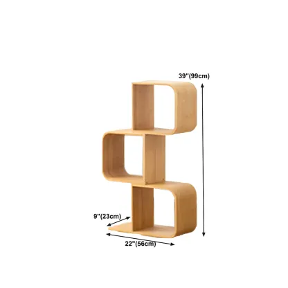 Geometric Natural Finish Bamboo Wood Vertical Bookcase Image - 15