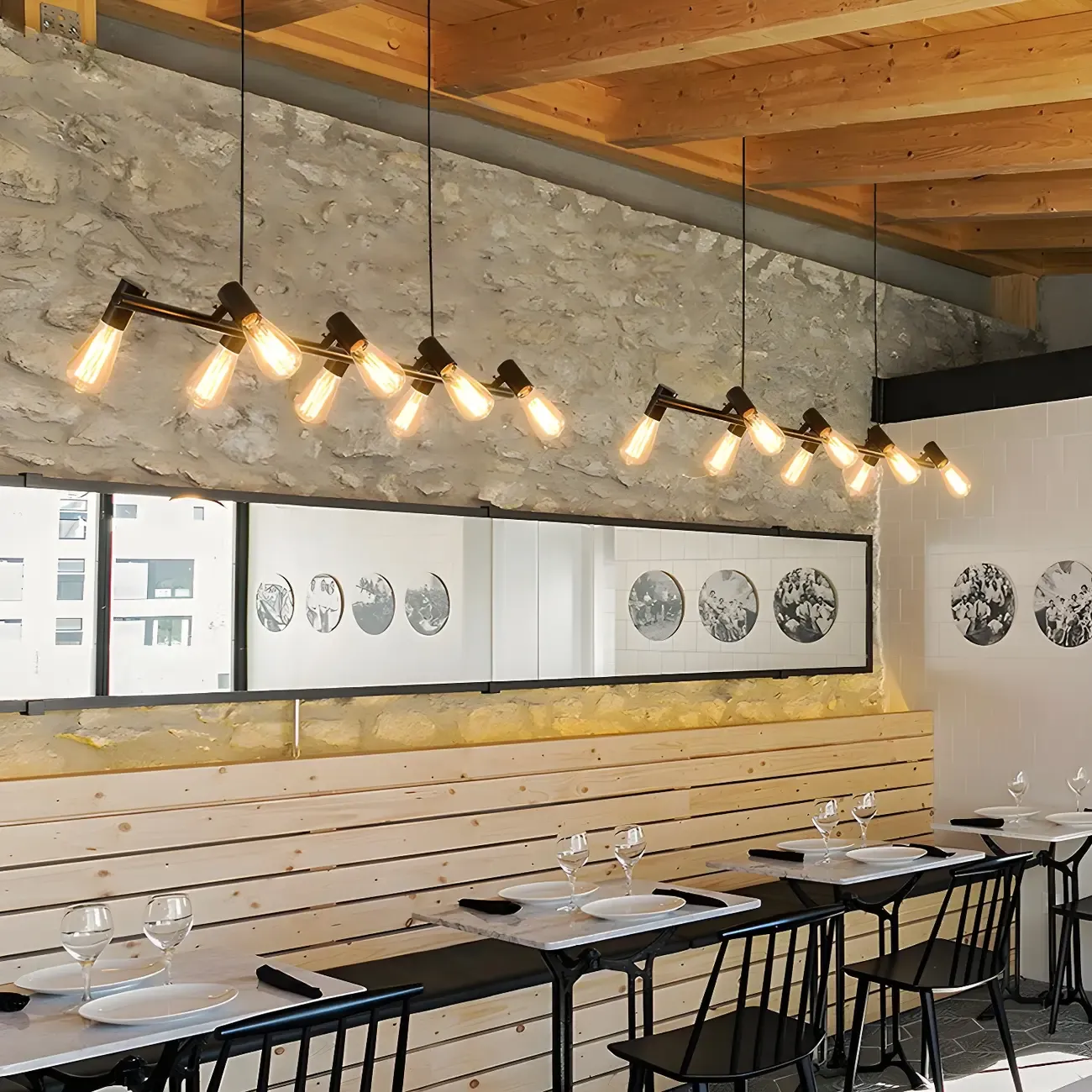 Industrial Black Multi-Light Cluster Pendant Light Image - 5