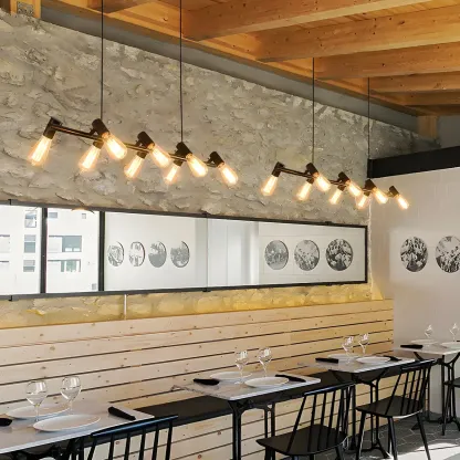 Industrial Black Multi-Light Cluster Pendant Light Image - 5