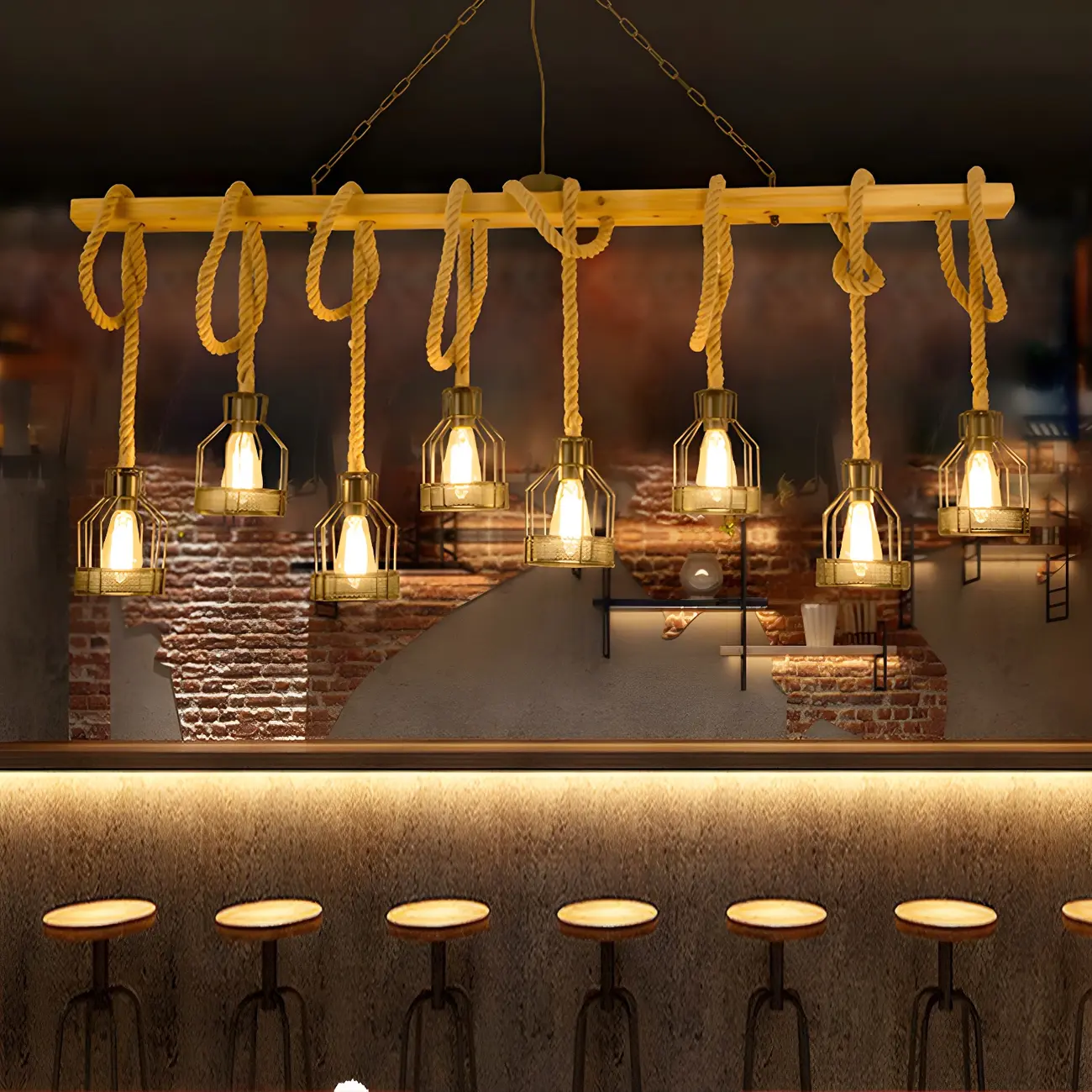Industrial Bottle Pendant Light with Rope Decor  Image - 1 | homeyfad