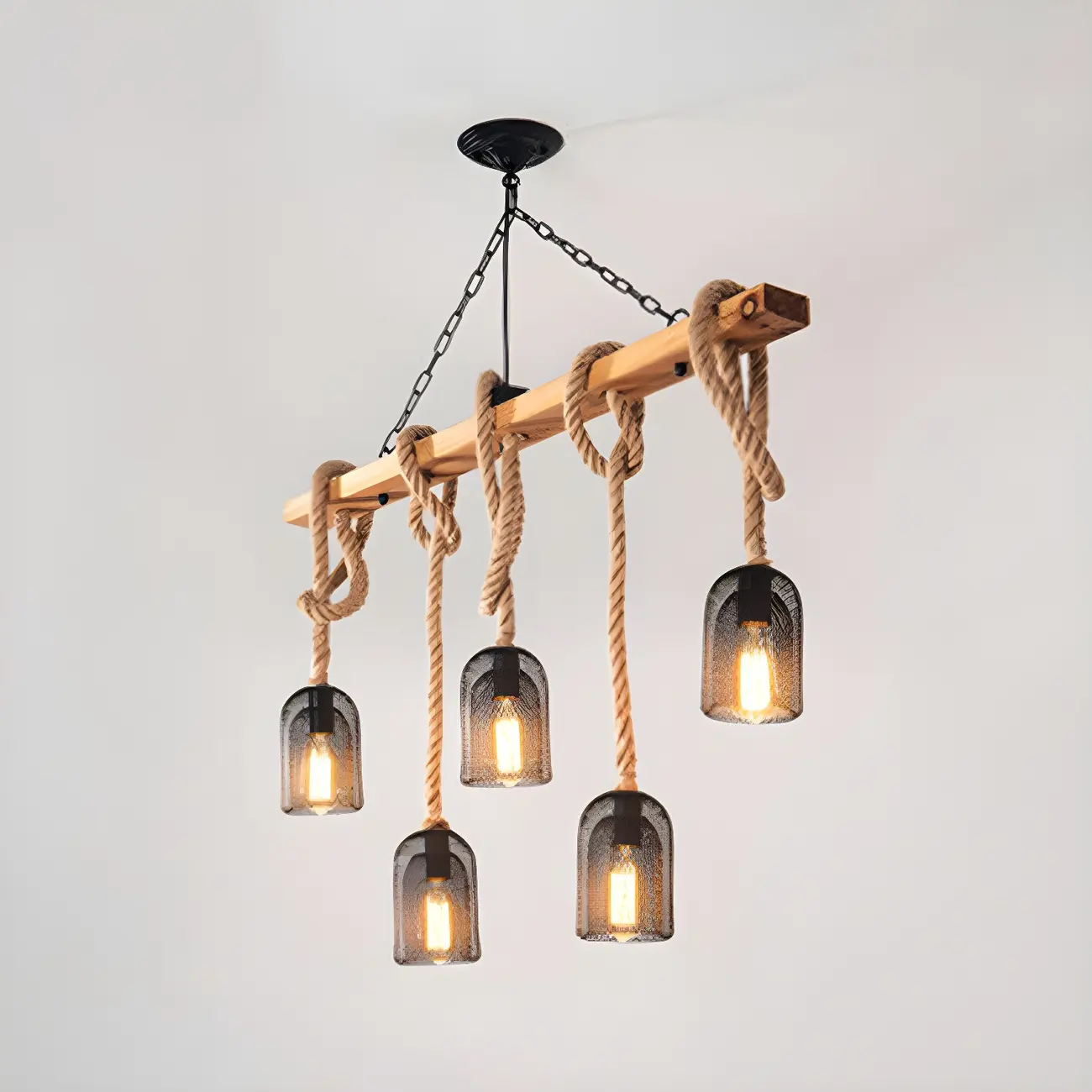 Industrial Bottle Pendant Light with Rope Decor  Image - 8 | homeyfad