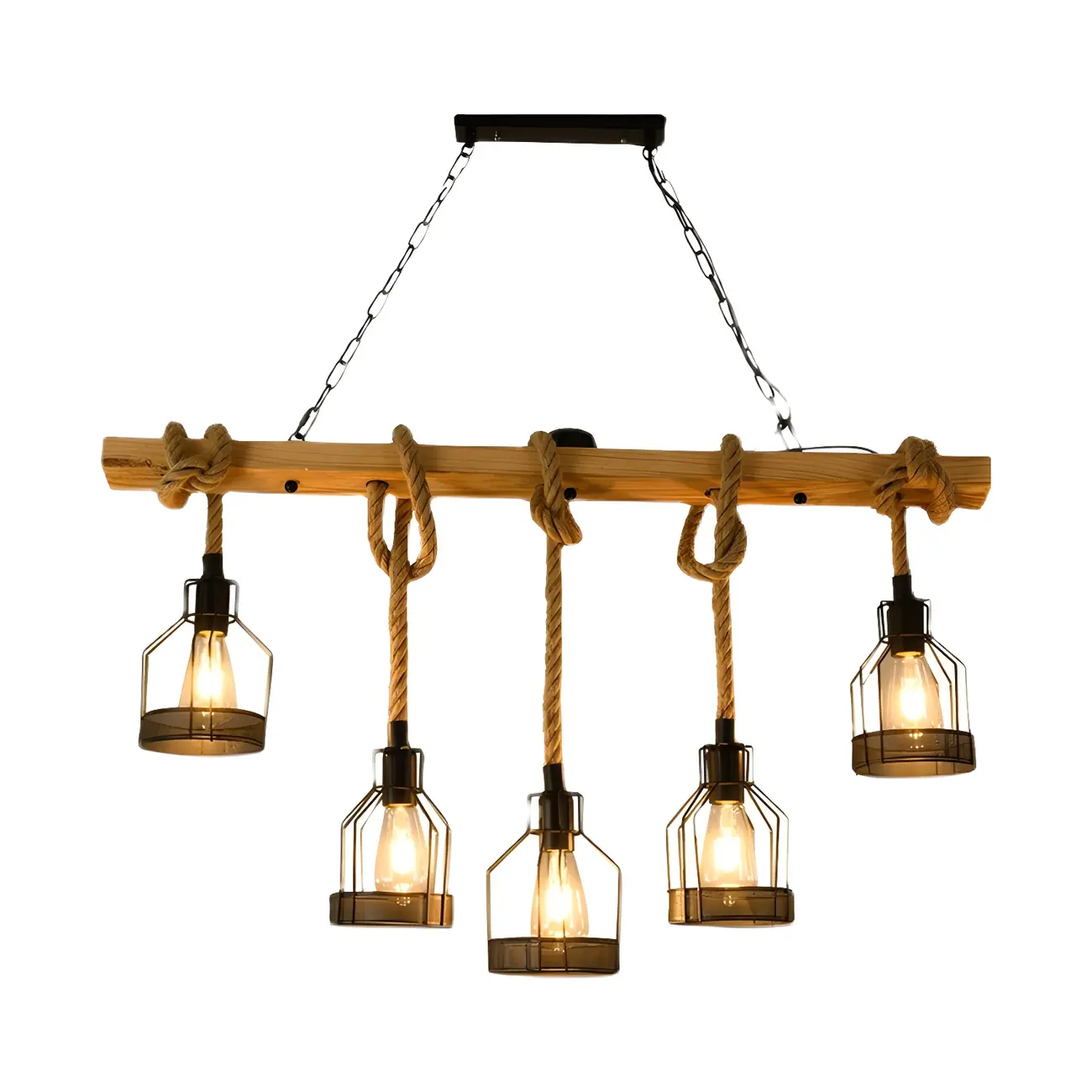Industrial Bottle Pendant Light with Rope Decor  Image - 8 | homeyfad