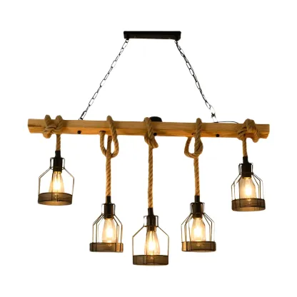 Industrial Bottle Pendant Light with Rope Decor  Image - 8