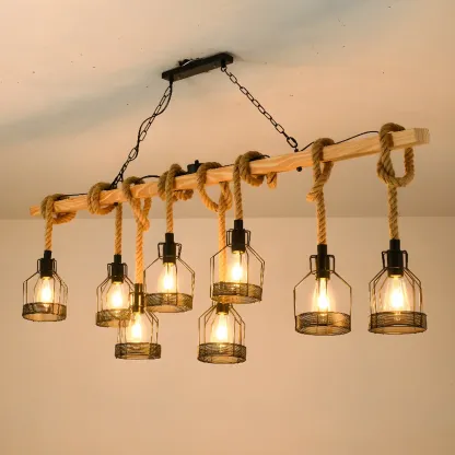 Industrial Bottle Pendant Light with Rope Decor  Image - 9