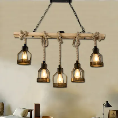 Industrial Bottle Pendant Light with Rope Decor  Image - 13