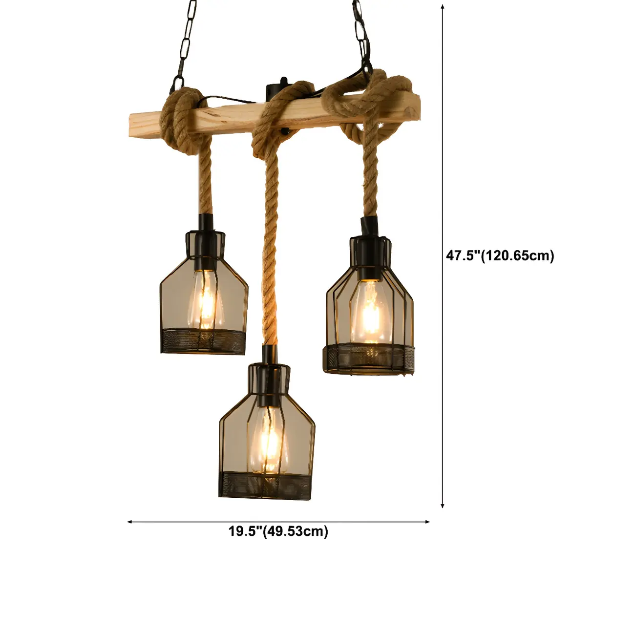 Industrial Bottle Pendant Light with Rope Decor  Image - 19 | homeyfad