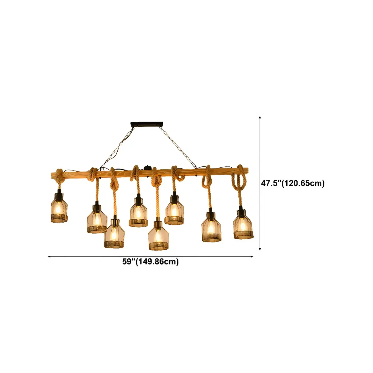 Industrial Bottle Pendant Light with Rope Decor  Image - 23