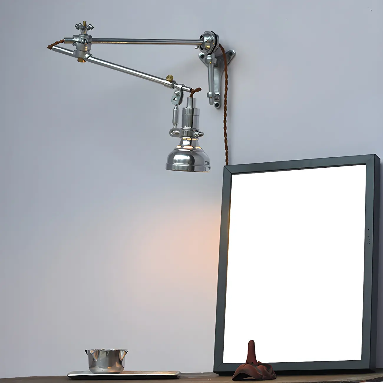 Modern Silver Geometric Wall Light with Adjustable Arm Image - 4 | homeyfad