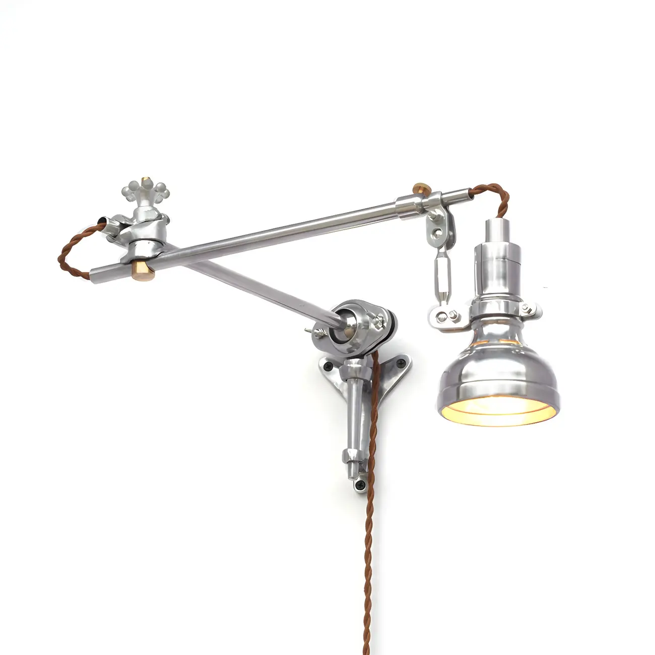 Modern Silver Geometric Wall Light with Adjustable Arm Image - 6 | homeyfad