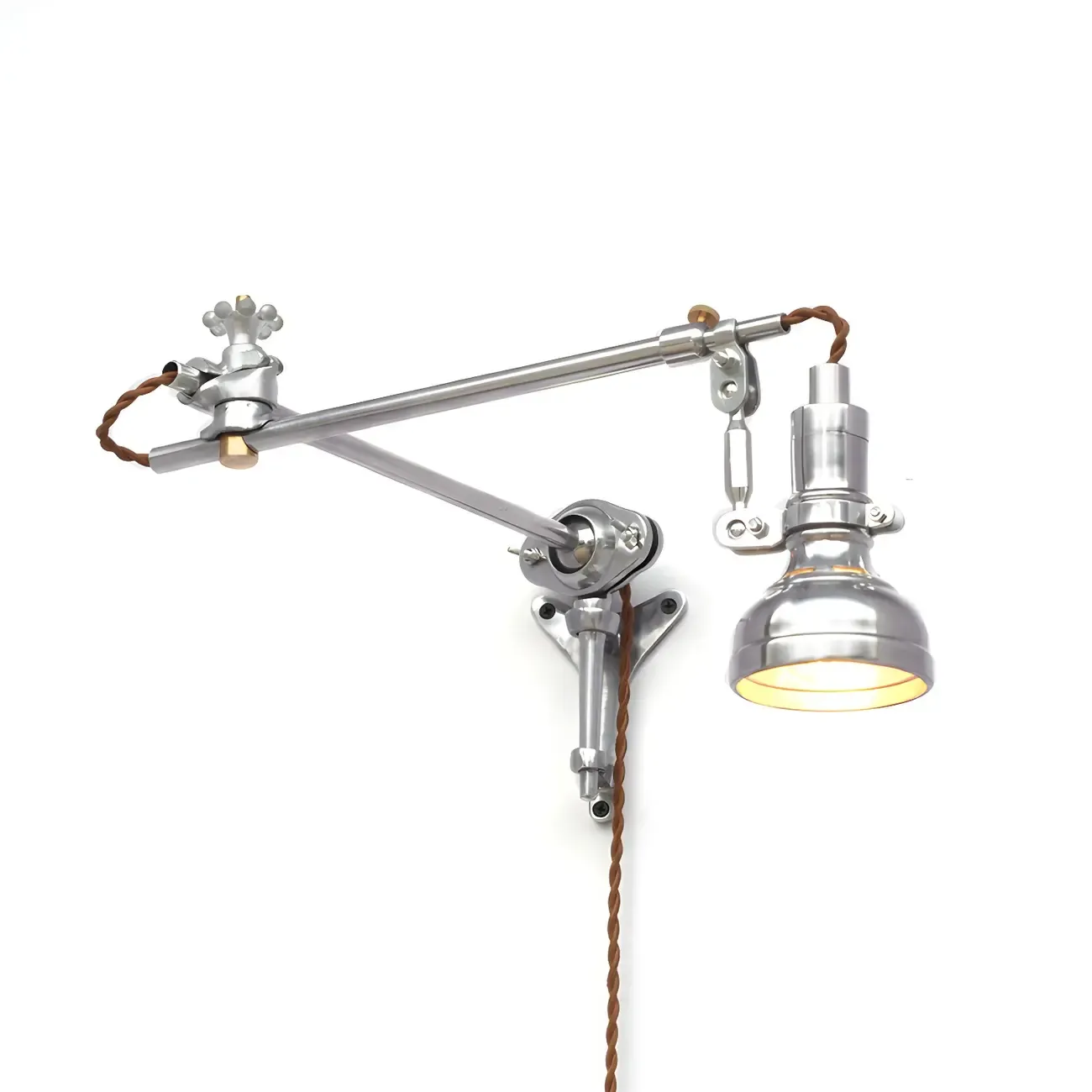 Modern Silver Geometric Wall Light with Adjustable Arm Image - 6