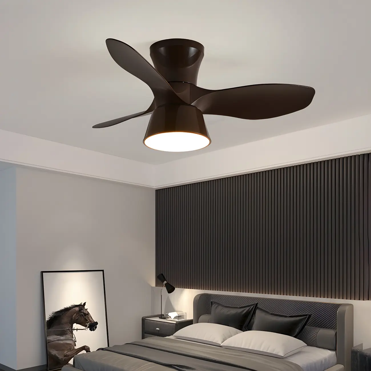 3-Blade Brown Chandelier Ceiling Fan with Light and Remote | homeyfad