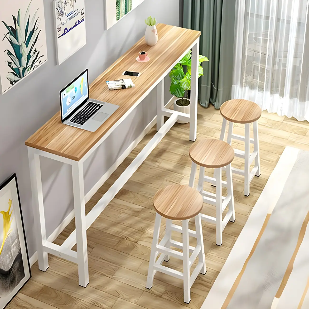 Elegant Wood Brown Counter Height Bar Table Set for 4 Image - 1 | homeyfad