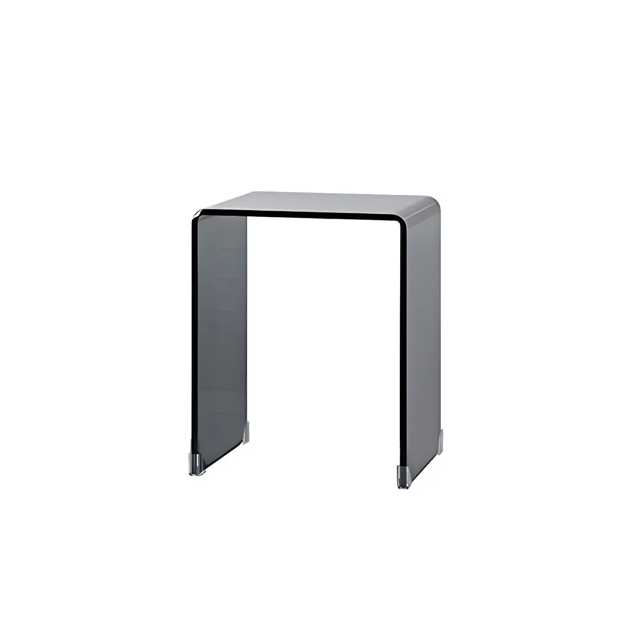 Stylish Clear Glass Nightstand with Open Shelf  Image - 2 | homeyfad