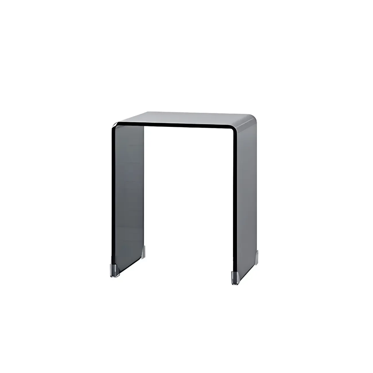 Stylish Clear Glass Nightstand with Open Shelf  Image - 2