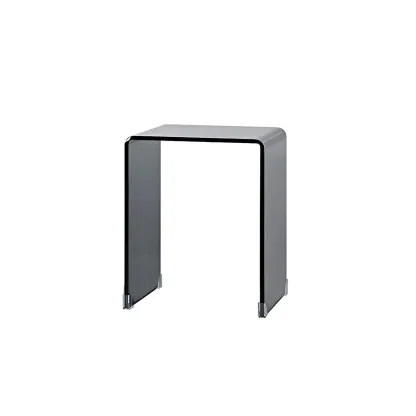 Stylish Clear Glass Nightstand with Open Shelf  Image - 2