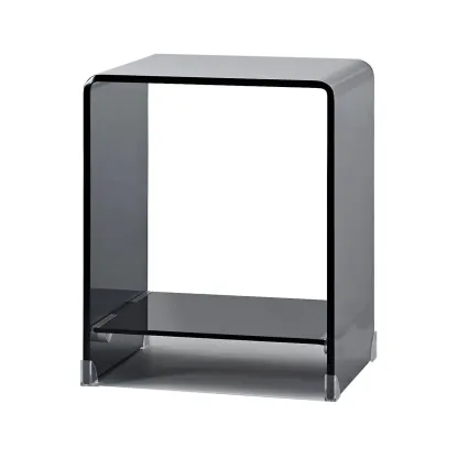 Stylish Clear Glass Nightstand with Open Shelf  Image - 3