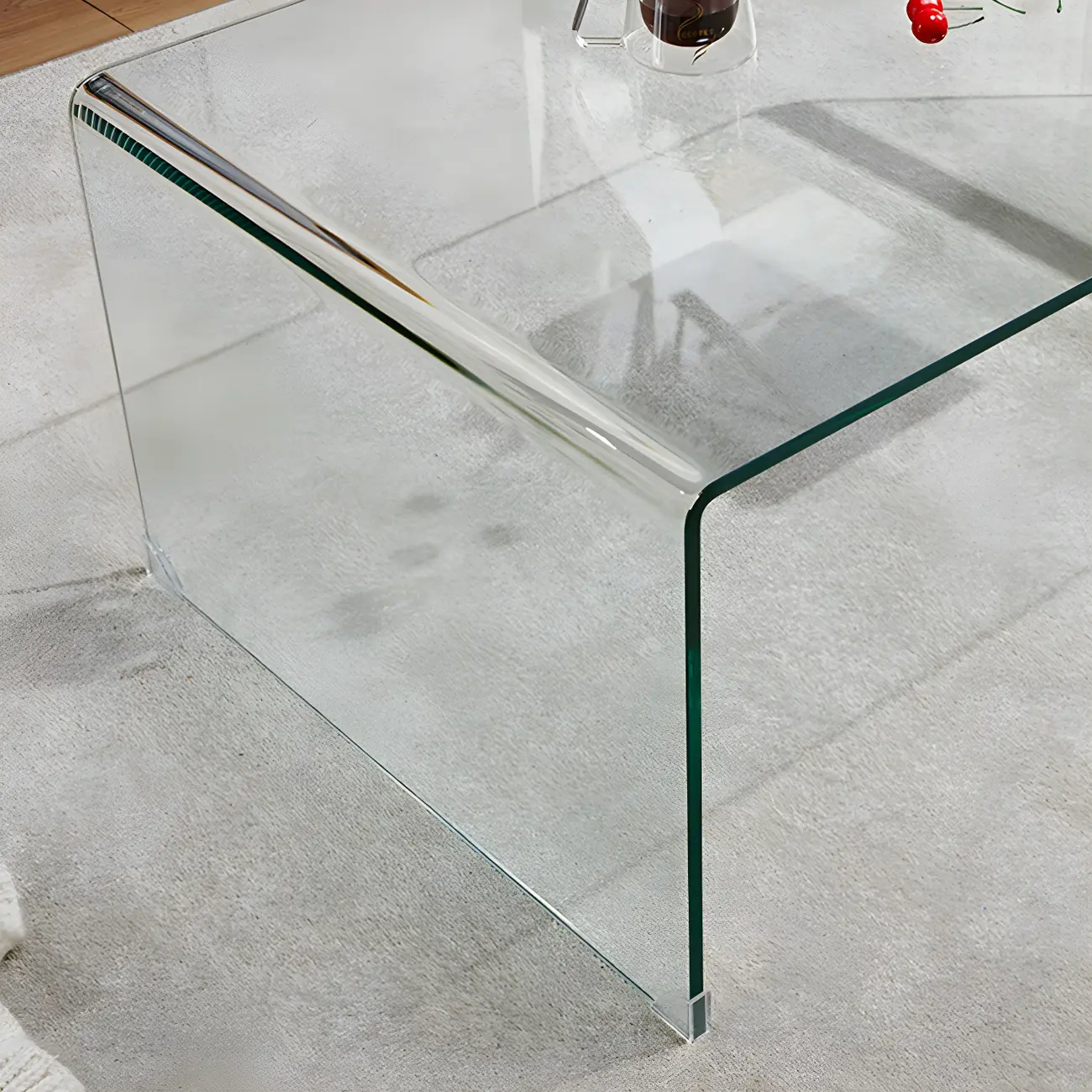 Stylish Clear Glass Nightstand with Open Shelf  Image - 11 | homeyfad