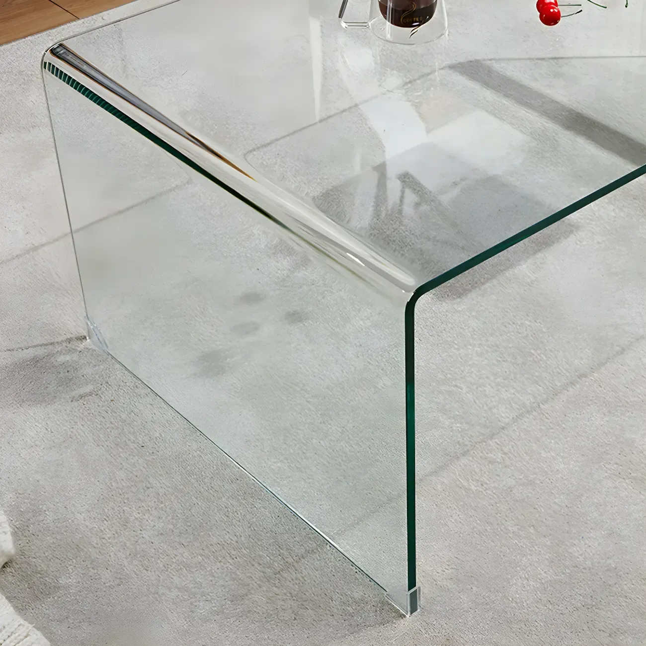 Stylish Clear Glass Nightstand with Open Shelf  Image - 11