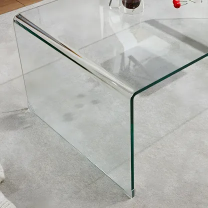 Stylish Clear Glass Nightstand with Open Shelf  Image - 11