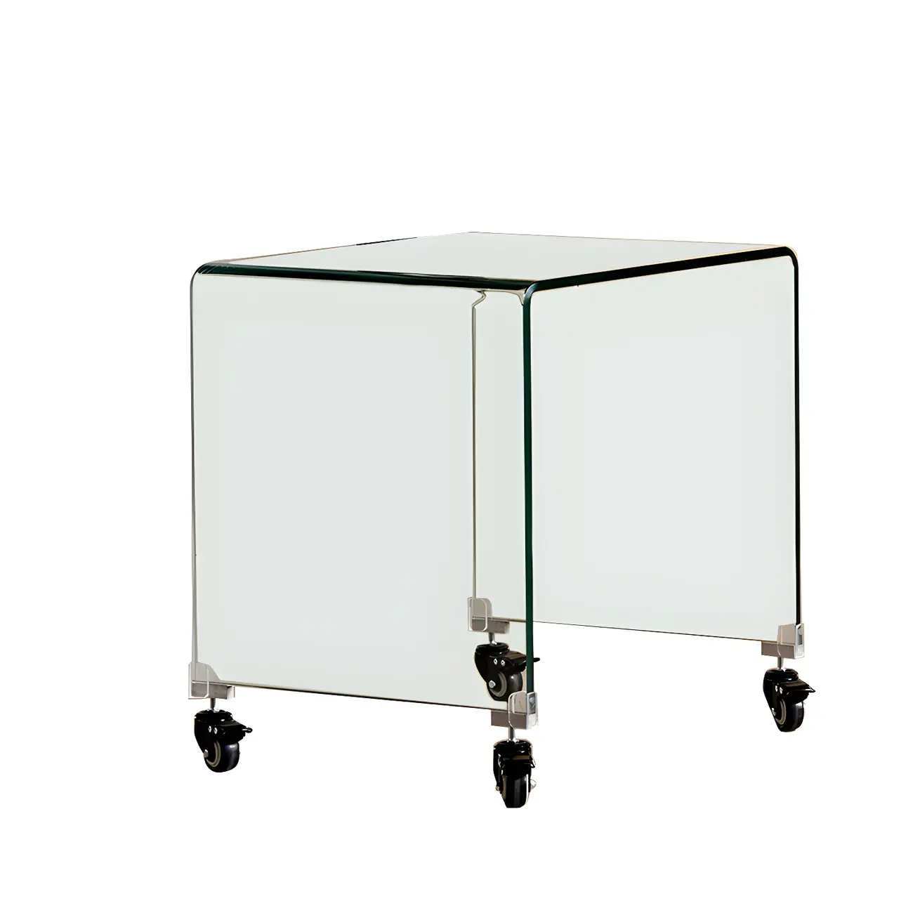 Stylish Clear Glass Nightstand with Open Shelf  Image - 12 | homeyfad