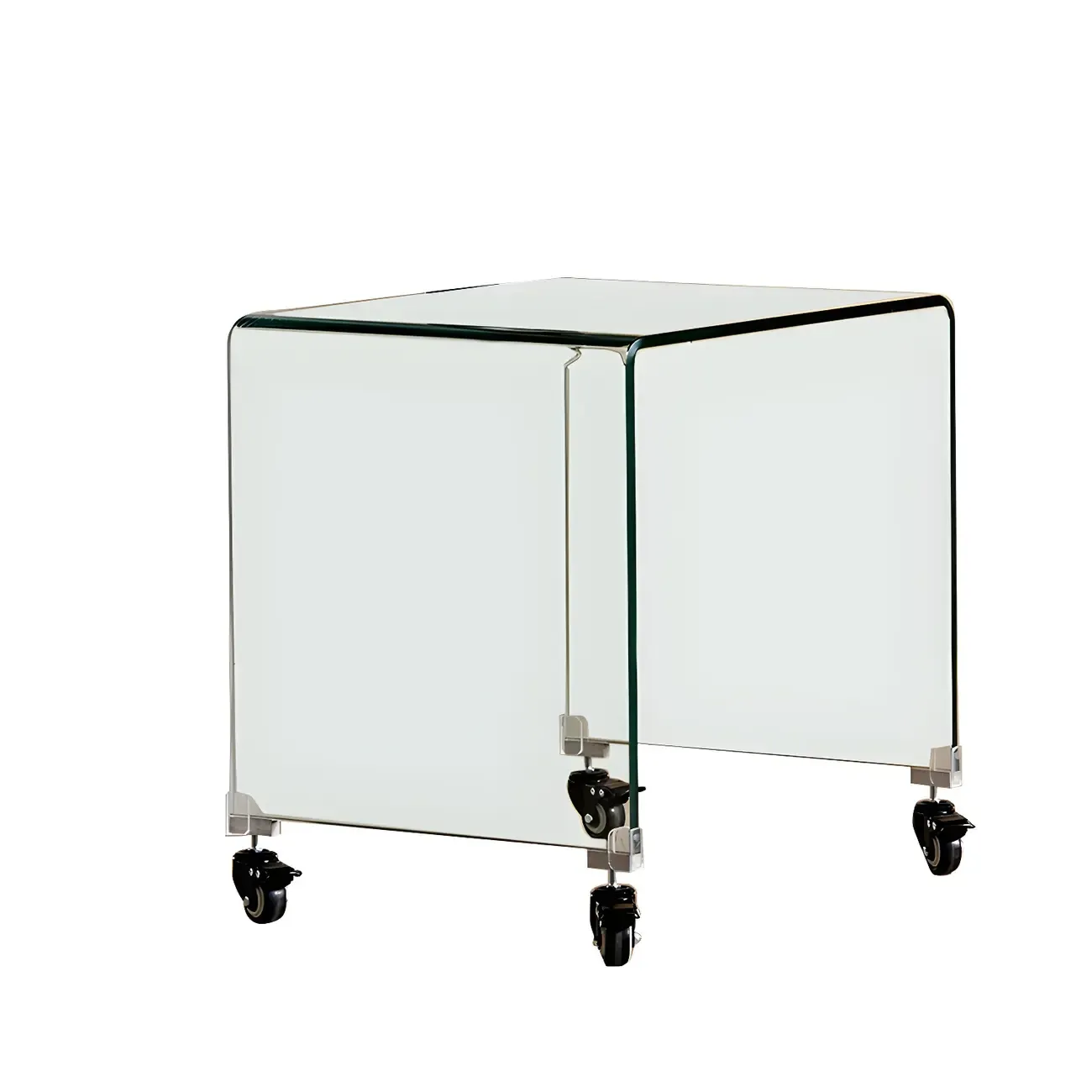 Stylish Clear Glass Nightstand with Open Shelf  Image - 12
