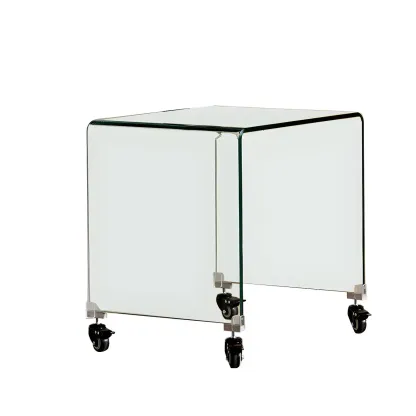 Stylish Clear Glass Nightstand with Open Shelf  Image - 12