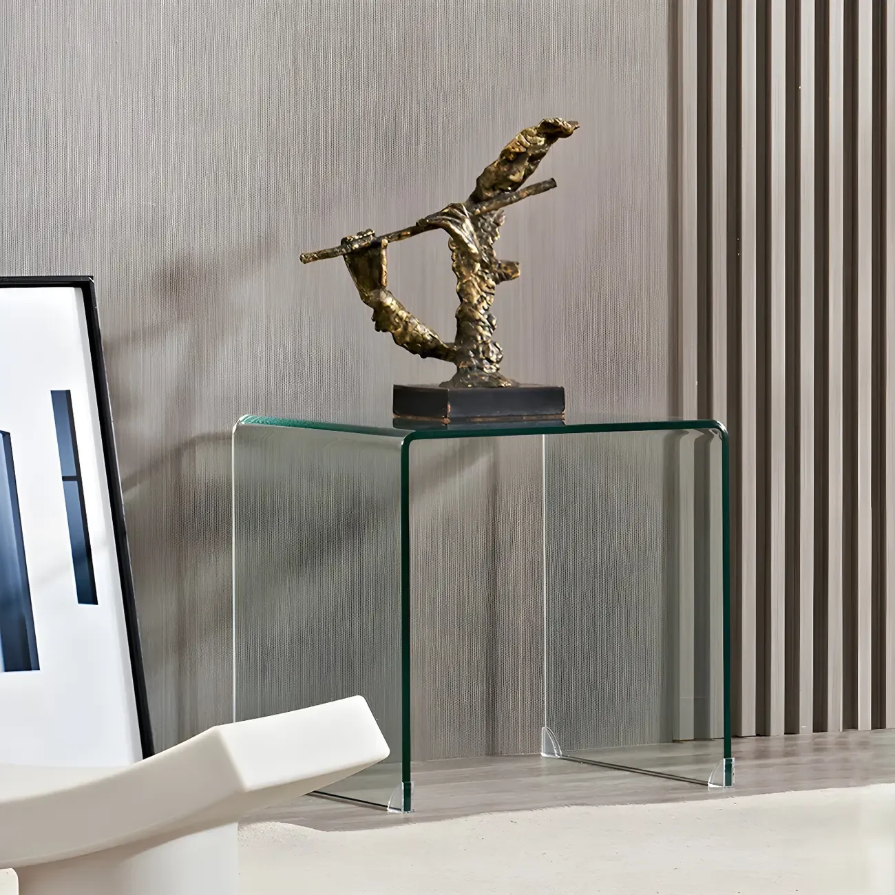 Stylish Clear Glass Nightstand with Open Shelf  Image - 15