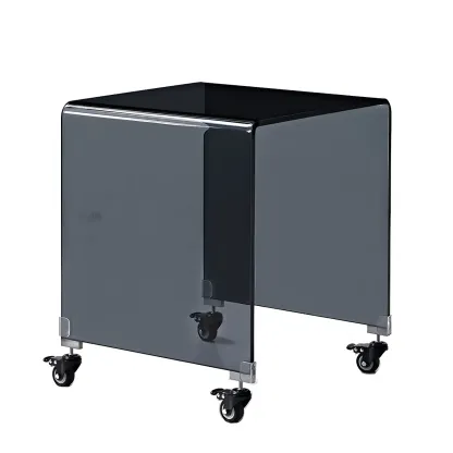 Stylish Clear Glass Nightstand with Open Shelf  Image - 18