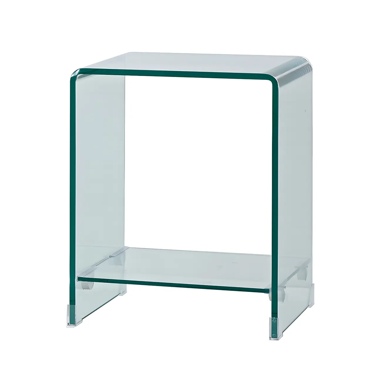 Stylish Clear Glass Nightstand with Open Shelf  Image - 20 | homeyfad