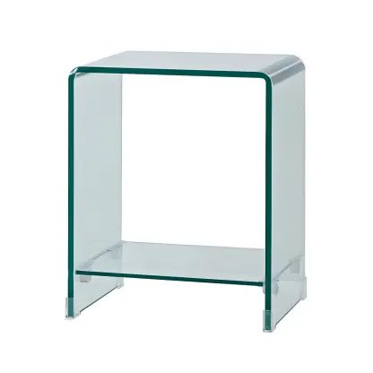 Stylish Clear Glass Nightstand with Open Shelf  Image - 20