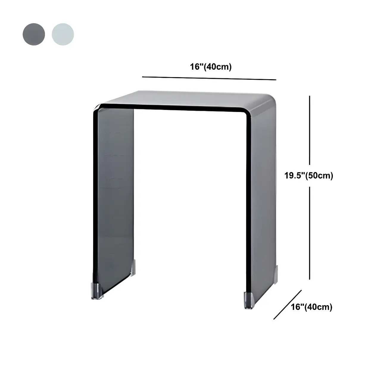 Stylish Clear Glass Nightstand with Open Shelf  #size | homeyfad